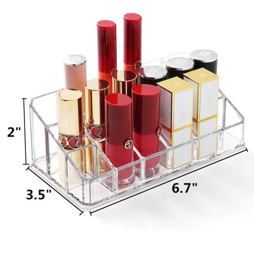Weiai Lipstick Holder 18 Spaces Lipgloss Organizer, 3 Rows - Multi Level, Makeup Holder & Cosmetics Storage Display