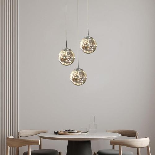 Pendant Lights Modern Crystal Chandeliers Hanging Light Fixture for Kitchen Island Sphere Pendant Light,Adjustable Chandelier for Dining Room,Foyer,Living Room Entryway