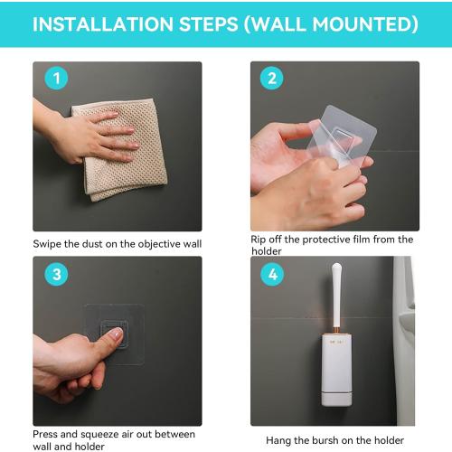 Toilet Brush and Holder, Elegant 2 Pack Silicone Toilet Bowl Brush Set with Ergonomic Long Handle, Modern Bathroom Decor Cleaning Accessories, Durable, Deep Cleaning - Black & White