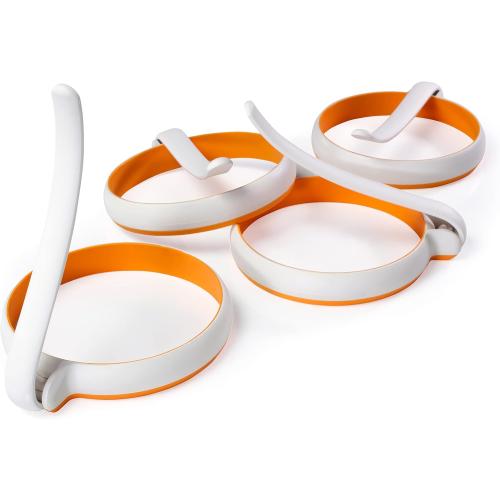 4-inch Silicone Fried Egg Rings Set, 4-pack, Round Mold for Pancakes, Breakfast Sandwich, Nonstick