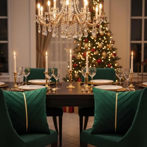 Tosleo Green Pillow Covers 18x18 inch Pack of 2 with Gold Leather Velvet Throw Pillow Covers Home Decorative Cushion Cases Luxury Modern Pillow Covers Spring Home Decor for Sofa Bed Living Room