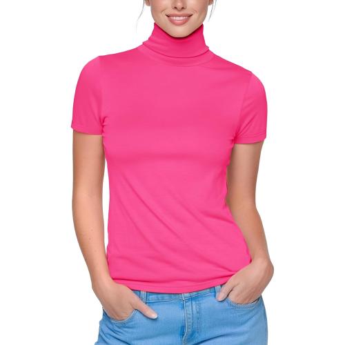 Size M ... Long Sleeve Turtleneck Women Stretch/Short Sleeve Tops Fitted Tee Shirt