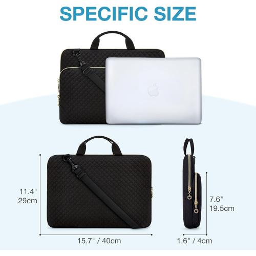 BAGSMART 15.6 Inch Laptop Sleeve Case Compatible with MacBook Pro 16 Inch,15.6 Inch HP,Dell,Acer Aspire,Asus Notebook, Protective Laptop Bag for Women with Shoulder Strap,Pocket,Handle, Black