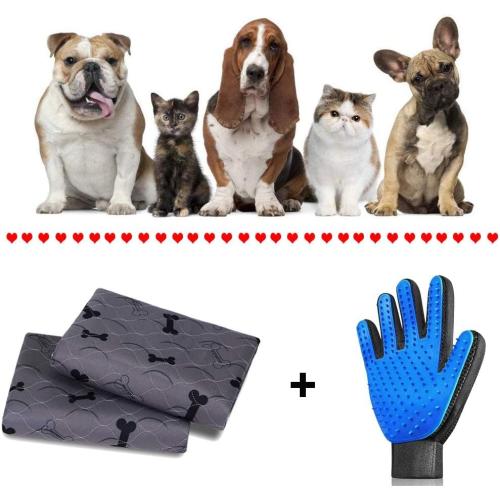 Washable Dog Pee Pads with Free Grooming Gloves,Non Slip Dog Mats with Great Urine Absorption,Reusable Puppy Pee Pads for Whelping,Potty,Training,Playpen