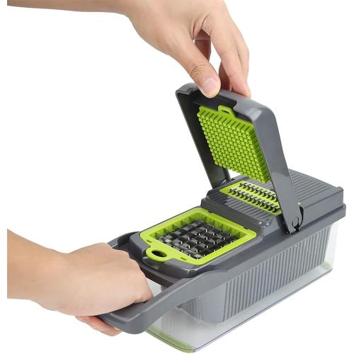 Vegetable Chopper, Multifunctional Vegetable Slicer Cutter Mandoline Slicer Cheese Grater Onion Chopper Potato Slicing Tool for Veggie Fruit Cheese, Includes 7 Interchangeable Cutting Blades