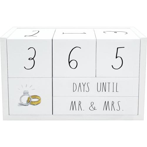 Rae Dunn Countdown Calendar - 9 Piece Wedding Countdown Block Set for Recently Engaged Women and Men - Engagement Gift for Couples, Bride to Be Gifts for Her - Count Down Birthday, Anniversary