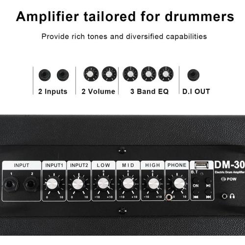 Coolmusic Keyboard AMP 30W Electric Drum Amplifier Speaker,with 3-Year Warranty