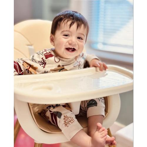 Color White PandaEar 3-in-1 High Chairs for Babies Toddlers, Convertible Infant Highchair with Removable Tray & Safety Harness Adjustable Legs