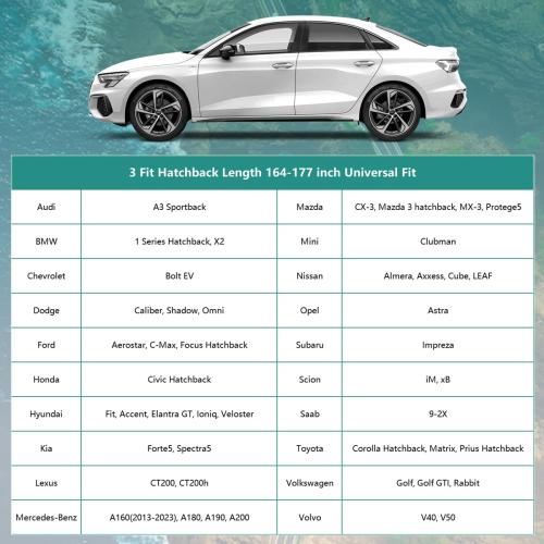 16 Layers Waterproof All Weather Car Cover - Universal Fit VW Golf, Honda Civic, Mazda 3, Toyota Corolla, Ford Fiesta, Nissan Leaf, Mini Clubman