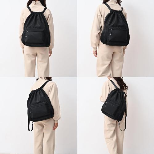 LOKAPEGY Black Drawstring Backpack for Women, Waterproof Drawstring Gym Bag for Men, Cinch Sack for Basketball, Pull String Sport Bag for Soccer.
