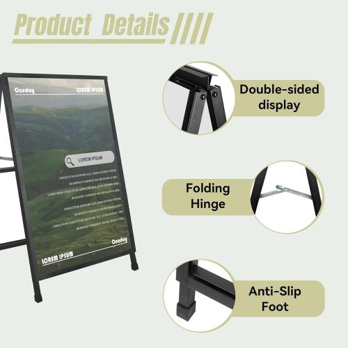 A Frame Sign 36x 48'' Sandwich Board Heavy Duty Double-Sided Sidewalk Signboard Folding Holder Outdoor Pavement Sign for Businesses Store Signs (Frame only),Black
