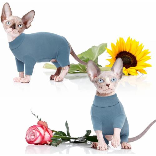 ROZKITCH Sphynx Cat Shirt, Breathable Soft Jumpers for Hairless Cats Only, Coat with Four Legs, Warm Sweater T-Shirt Pajamas Jumpsuit Vest Cornish Rex, Devon Rex, Peterbald Blue XXL