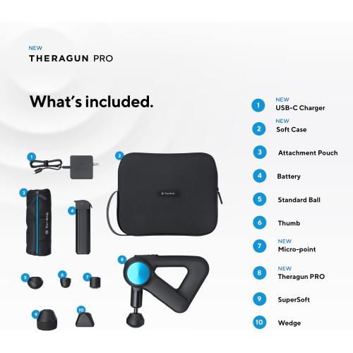 TheraGun Pro Handheld Deep Tissue Massage Gun - Bluetooth Enabled Percussion Massage Gun & Personal Massager for Pain Relief & Circulation in Neck, Back, Leg, Shoulder and Body (Black - 5th Gen)