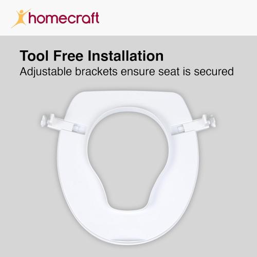 Homecraft Savanah Raised Toilet Seat, 2 High Elevated Toilet Seat Locks Onto Standard Toilets, Portable Assistance Commode Seat with Sturdy Brackets, Medical Aid for Elderly, Disabled, Limited Mobility