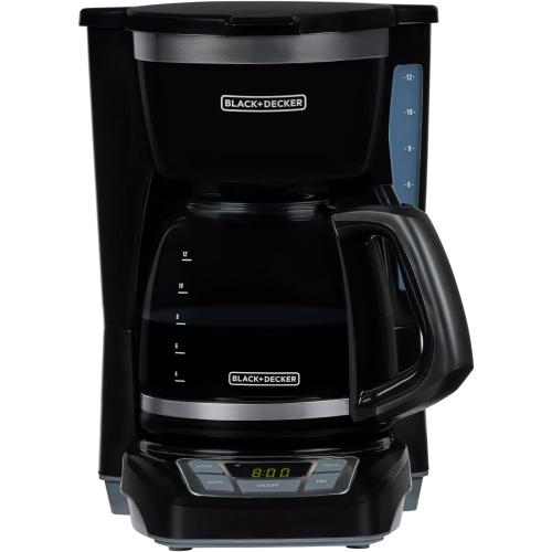 BLACK DECKER 12-Cup Digital Coffee Maker, Programmable, Washable Basket Filter, Sneak-A-Cup, Auto Brew, Water Window, Keep Hot Plate, Black