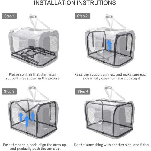 Extra Large Cat Carrier Soft Sided, Portable Small Dog Carrier for 2 Cats, 24x16.5x16 Car Travel Folding Comfortable Design with Bowl, Grey