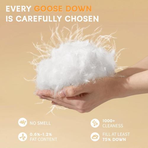 Shilucheng Hungarian Goose Down Comforter Queen Size, 850  Fill Power All Season Duvet Insert with 600TC Ultra-Soft Cotton Cover, 3D Baffle Box Design for Maximum Fluffiness (White,90x90 Inches)