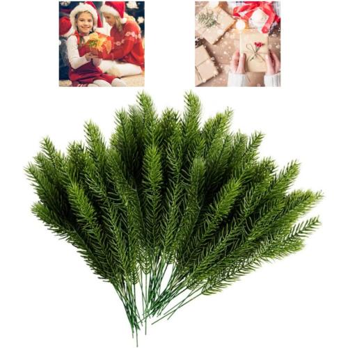 Artificial Pine Branches Fake Greenery Pine Needle Picks Plants for DIY Garland Wreath 60PCSArtificial Branch
