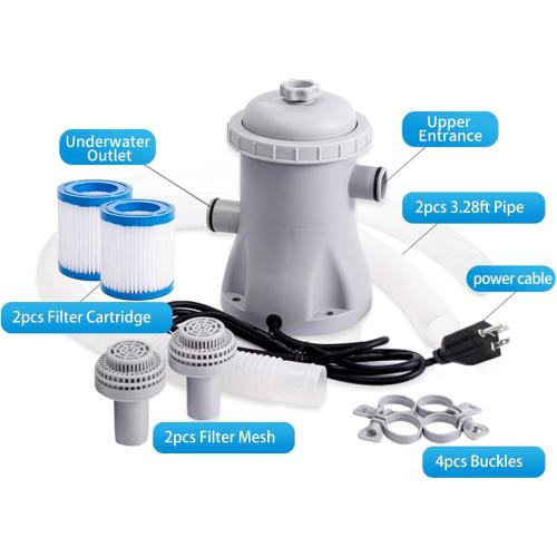 Matybobe Above Ground Pool Filter Pump 330 GPH, Electric, Grey, ABS, Easy to Clean, Suitable for Small Pools & Fish Ponds