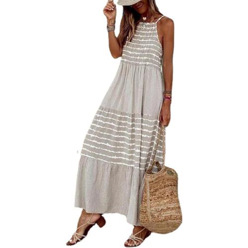 Size M Long Dress Pullover Slim Sleeveless Large Hem Women Dress for Dating