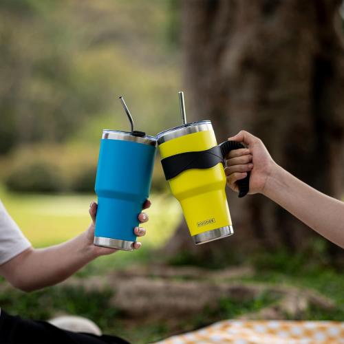 Color Baby Blue and Sky Blue koodee 30 oz Tumbler Cup with Straw-2 Pack Stainless Steel Vacuum Insulated Coffee Tumbler for Women, Travel Ice Coffee Mug with Lids (Baby Blue and Sky Blue)