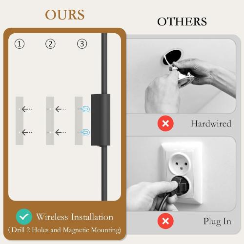 23.6In Battery Operated Wall Sconces Set of Two,10000mAh Rechargeable Sconce 3 Colors Dimmable Wireless Sconces for Living Room