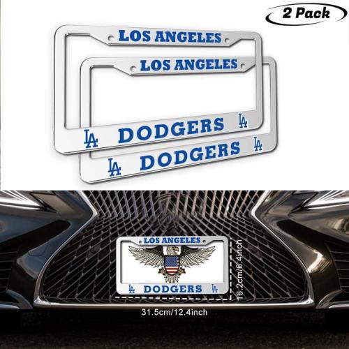 Yuapeda 2Pcs License Plate Frame for Dodgers, Aluminum Alloy LA Dodgers License Plate Bracket Covers Universal Licenses Frame Tag with Screw Caps,Rust-Proof,Rattle-Proof,Weather-Proof, (BT55)