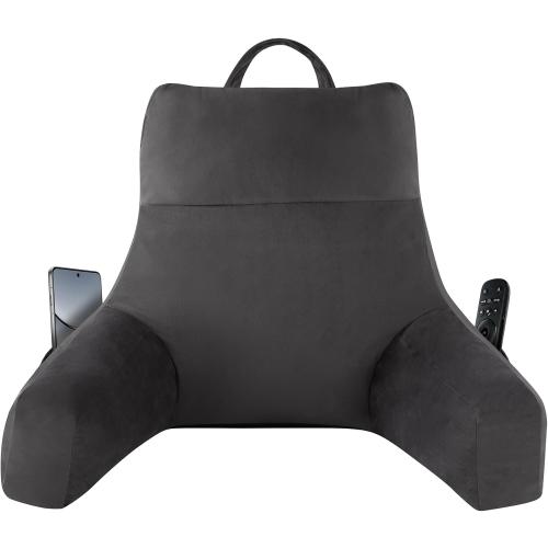 Back Pillow for Bed Sitting up, Reading Pillow for Sitting in Bed Adult, Back Support Pillow, Memory Foam Sit up Lounge Backrest Pillow with Arms for TV, Couch, Chair, Dorm,