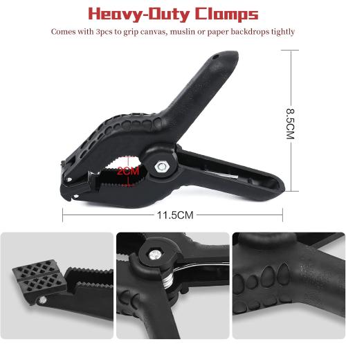 Backdrop Support Stand 6.4x10FT Photo Backdrop Stand Adjustable Photography Studio Background Support System Kit with Carrying Bag and 3 Clamps for Photo Video Shooting, Wedding, Party