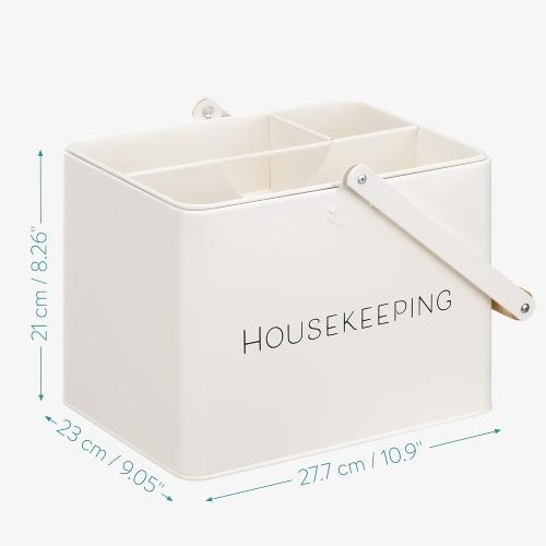 Navaris Cleaning Caddy with Handle - Metal Cleaning Product Storage Organizer Box for Housekeeping Products for Bathroom Kitchen Home - Vintage Design