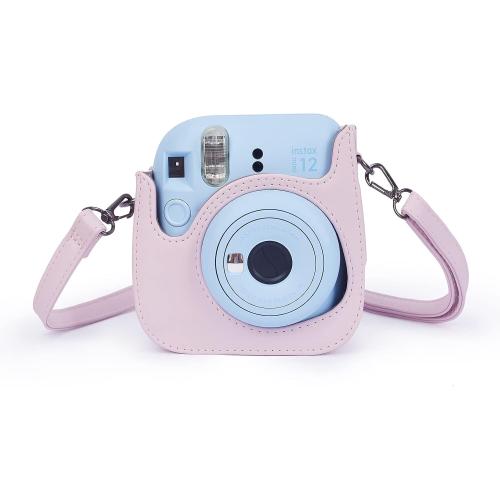 Phetium Instant mini 12 Camera Protective Case Compatible with Instax Mini 12 11,PU Leather Bag with Pocket and Adjustable Shoulder Strap (Blossom Pink)