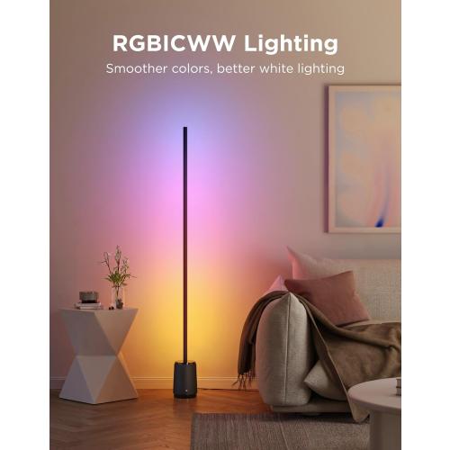 Govee Floor Lamp 3 Lite, Smart RGBIC LED Corner Lamp Compatible with Alexa, SmartThings, Matter, 1400lm Dimmable Color Changing Tall Standing Light with Music Sync for Living Room Bedroom Gaming Room