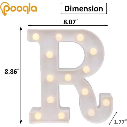 Pooqla LED Marquee Letter Lights Sign, Light Up Alphabet Letter for Home Party Wedding Decoration R