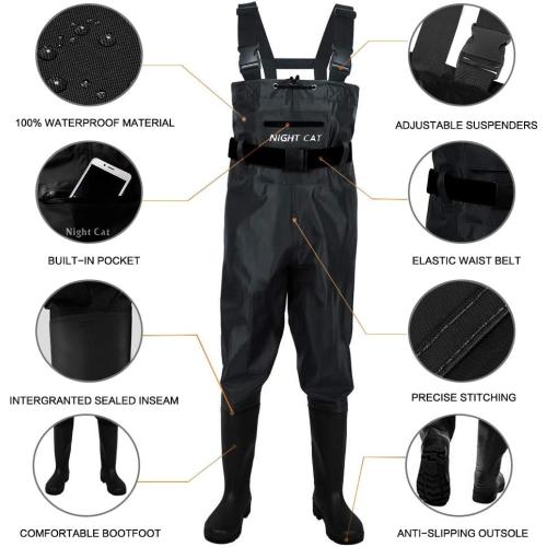 Size/13 Night Cat Fishing Waders for Men Women Waterproof Hunting Chest Wader with Bootfoot Belt Breathable Lightweight Size 6 to 14