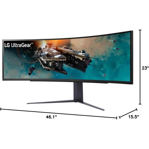 LG 49 Ultragear DQHD (5120x1440) Curved Gaming Monitor, 240Hz, 1ms, VESA DisplayHDR 1000, HDMI 2.1, DisplayPort, 4-Pole HP Out DTS HP:X, AMD FreeSync Premium Pro, Tilt/Swivel/Height Stand, Black