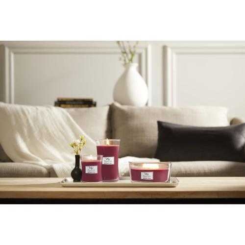 WoodWick Medium Hourglass Candle, Wild Berry/Beets - Premium Soy Blend Wax, Pluswick Innovation Wood Wick, Made in USA