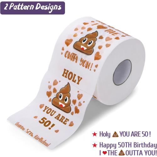 50th Birthday Gifts for Women, Men, Her, Him - Happy Prank Toilet Paper - 50th Birthday Decorations, Party Supplies Favors - 50 Years Old Funny Gag Gift Ideas, Novelty Bday Present for Friends, Family