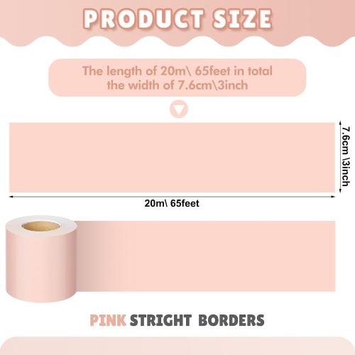 Fuutreo 65.6 ft Blush Pink Bulletin Board Borders