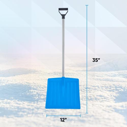 Superio Kids Snow Shovel Plastic Small Shovel for Snow Removal with Wooden Handle Heavy Duty 12 Blade, Blue 3 Pack