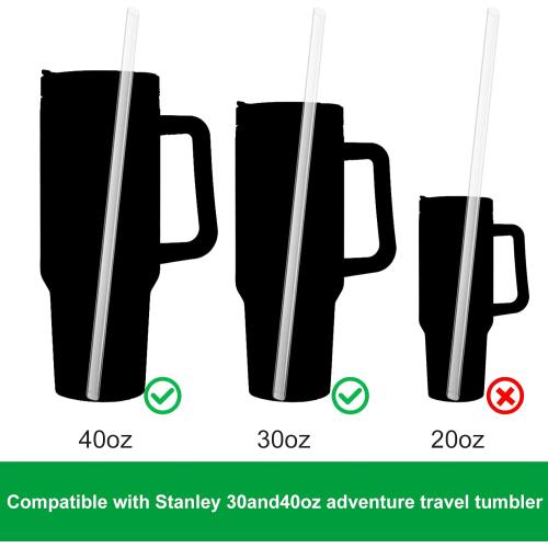 Replacement Straw Compatible with Stanley 40 oz 30 oz Cup Tumbler, 6 Pack Reusable Straws for Stanley 40 oz Tumbler with Handle, Straws with Cleaning Brush for Stanley Accessories, Plastic, Clear