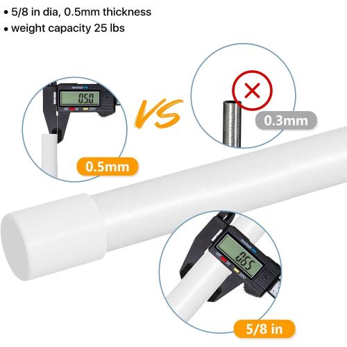 2 Pack White Curtain Rods for Windows 48 to 84 inch, Heavy Duty Adjustable Window Curtain Rod for Living Room, 5/8 inch Diameter Metal Standard Drapery Rod Set with Bracket, Easy Install - White