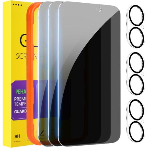 PEHAEL 3 3 Pack for iPhone 17 Privacy Screen Protector with Camera Lens Protector Full Coverage Anti-Spy Tempered Glass Film 9H Hardness Easy Installation Bubble Free [6.3 inch]