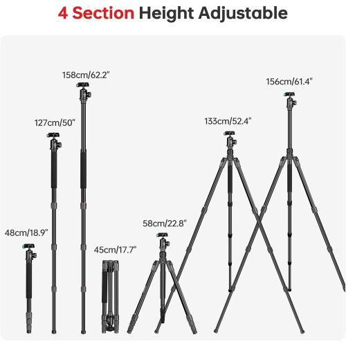 TONYBOO 61.5 Camera Tripod, Aluminum Tripod Monopod with Arca Swiss Ball Head, Heavy Duty Lightweight Reversible Travel Tripod for DSLR Mirrorless Camcorders Phone, Max Load 22 lbs