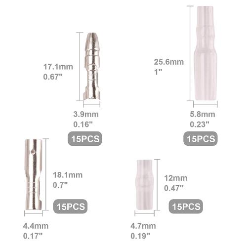 Kinstecks 150PCS 2.8mm 4.8mm 6.3mm Wire Spade Connector 3.9mm Bullet Connectors Kit Male and Female Wire Connectors Kit for DIY Electrical Motorcycle Vehicle Boat