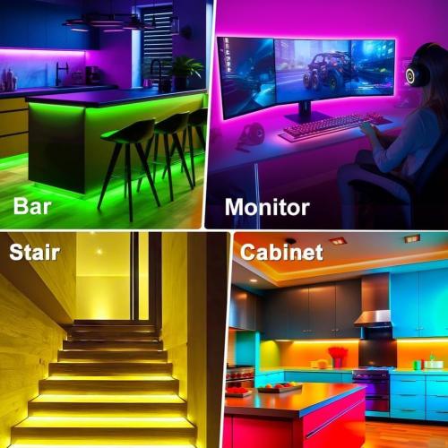 PSTAR LED Lights for TV Led Backlight, 16.4ft Music Sync RGB Strip Lights with Remote & App Control, USB Powered for 45-75 Inch TVs, Computer, Bedroom, Gaming Setup, Home Cinema