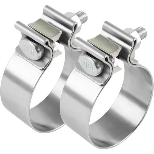2.5 Inch Exhaust Clamp, 2.5 Narrow Band Muffler Clamp, Stainless Steel, 2pcs