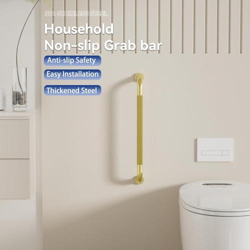 24 Inch Shower Grab Bar, Brushed Gold Bathroom Grab Bar Handle with Anti-Slip Knurled Grip, Stainless Steel Bath Balance Bar, 1.25 Diameter Bath Safety Bar Support for Seniors Elderly Pregnant