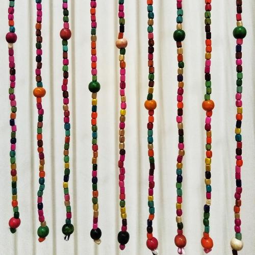 ave split Rainbow Colorful Hippie Wood Door Beaded Curtain Boho-Bohemian Wooden Doorway Beads Curtains Made of Wood&Bamboo-for Window,Aisle, Corridor, Door Decor 047yz (Colorful, 27 Strands)