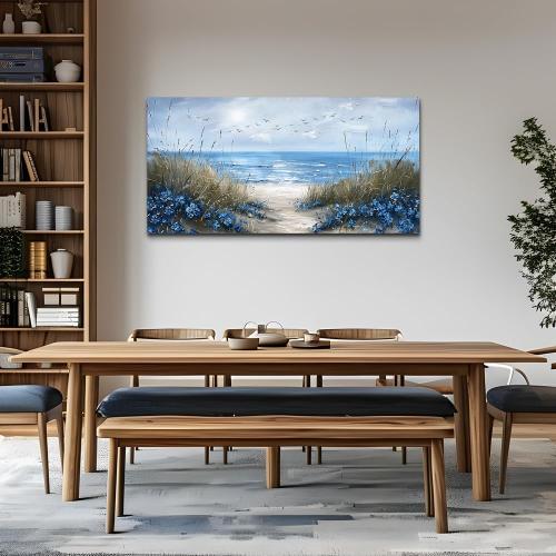 KELIYUAN Wall Art For Living Room Canvas Wall Decor For Bedroom Office Decorations Blue Ocean Wall Painting Sea Wave Pictures Artwork Modern Beach Posters Aesthetic Ready To Hang Home Decor 20x40