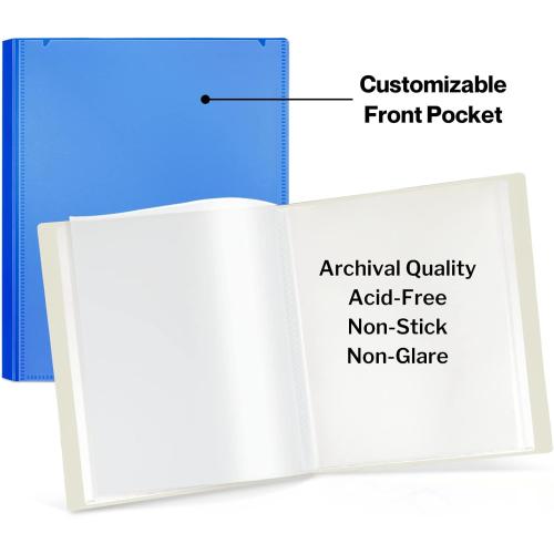 Cranbury Portfolio Binder 8x10, 48 Photos, Clear Sleeves, Blue